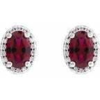 Oval 4-Prong Halo-Style Low Stud Earring
