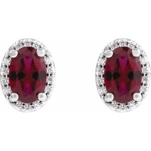 Oval 4-Prong Halo-Style Low Stud Earring
