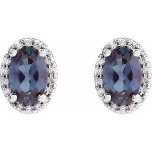 Oval 4-Prong Halo-Style Low Stud Earring