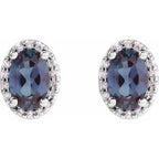 Oval 4-Prong Halo-Style Low Stud Earring