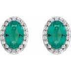 Oval 4-Prong Halo-Style Low Stud Earring