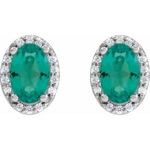 Oval 4-Prong Halo-Style Low Stud Earring