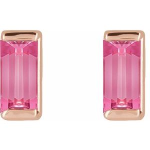 Straight Baguette Channel-Set Stud Earrings