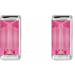 Straight Baguette Channel-Set Stud Earrings