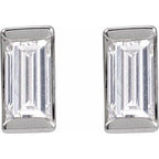 Straight Baguette Channel-Set Stud Earrings