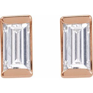 Straight Baguette Channel-Set Stud Earrings