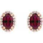 Oval 4-Prong Halo-Style Low Stud Earring