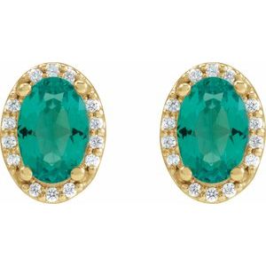 Oval 4-Prong Halo-Style Low Stud Earring