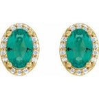 Oval 4-Prong Halo-Style Low Stud Earring