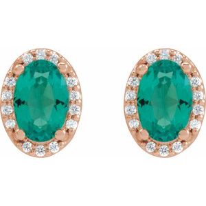 Oval 4-Prong Halo-Style Low Stud Earring
