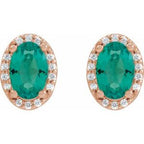 Oval 4-Prong Halo-Style Low Stud Earring