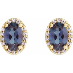 Oval 4-Prong Halo-Style Low Stud Earring