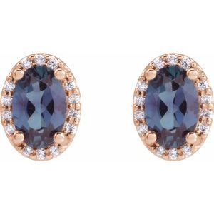 Oval 4-Prong Halo-Style Low Stud Earring