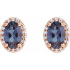 Oval 4-Prong Halo-Style Low Stud Earring