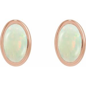 Oval Bezel-Set Cabochon Earrings