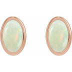 Oval Bezel-Set Cabochon Earrings