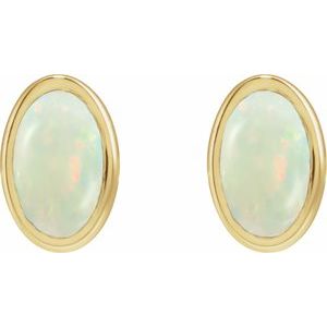 Oval Bezel-Set Cabochon Earrings