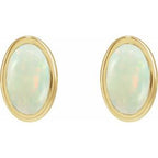 Oval Bezel-Set Cabochon Earrings