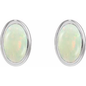 Oval Bezel-Set Cabochon Earrings