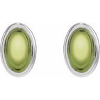 Oval Bezel-Set Cabochon Earrings
