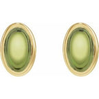 Oval Bezel-Set Cabochon Earrings