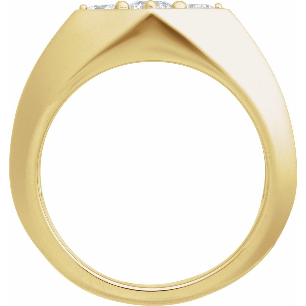 Grooved Geometric Three-Stone Band