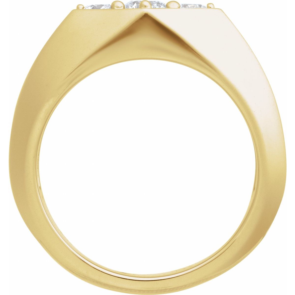 Grooved Geometric Three-Stone Band