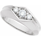 Grooved Geometric Three-Stone Band