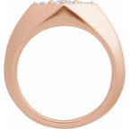 Grooved Geometric Three-Stone Band