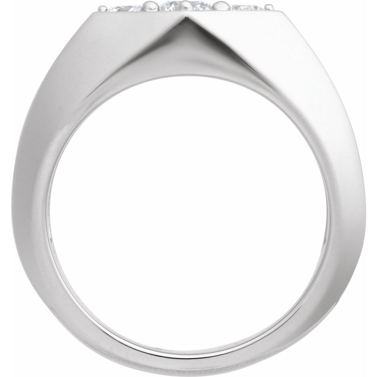 Grooved Geometric Three-Stone Band