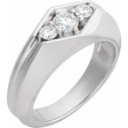 Grooved Geometric Three-Stone Band