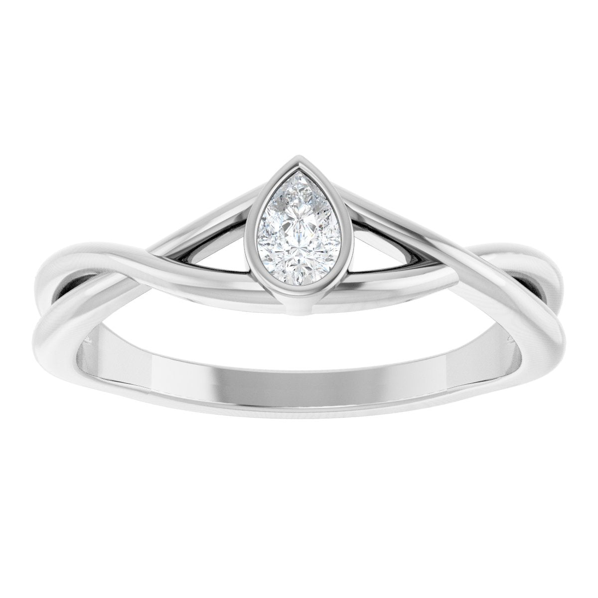 Bezel-Set Criss-Cross Solitaire Ring
