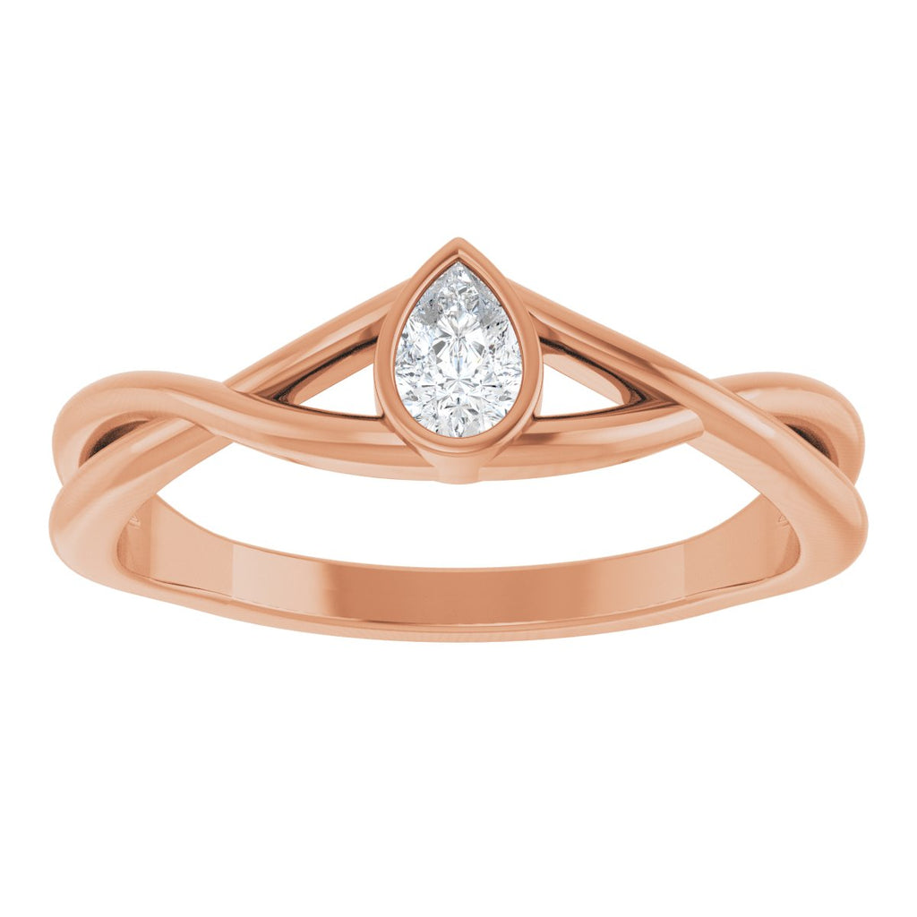 Bezel-Set Criss-Cross Solitaire Ring