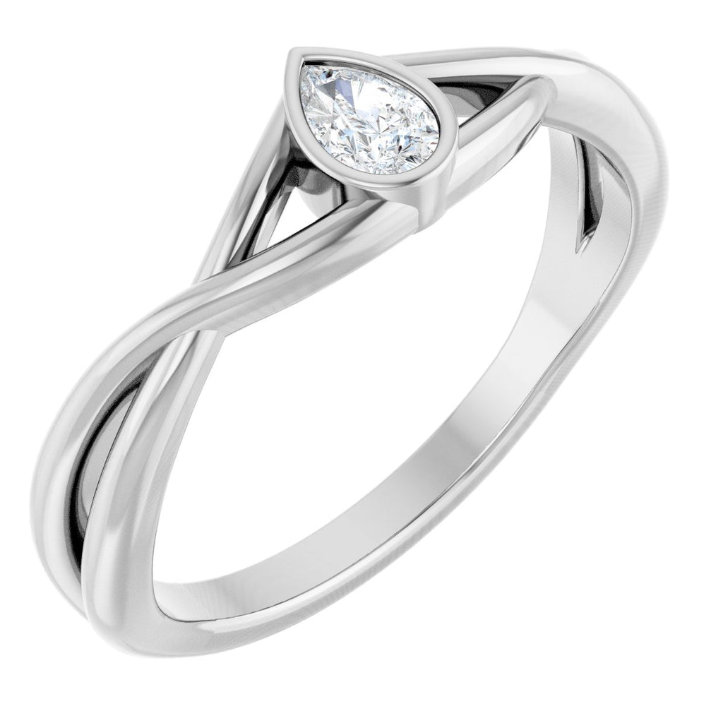 Bezel-Set Criss-Cross Solitaire Ring