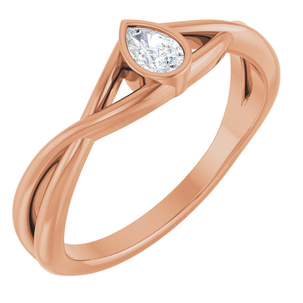 Bezel-Set Criss-Cross Solitaire Ring