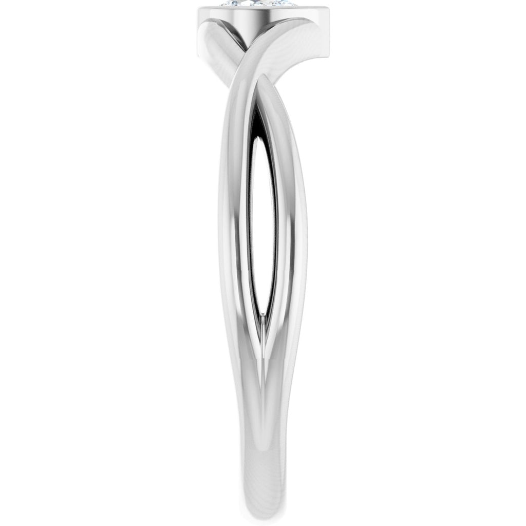 Bezel-Set Criss-Cross Solitaire Ring