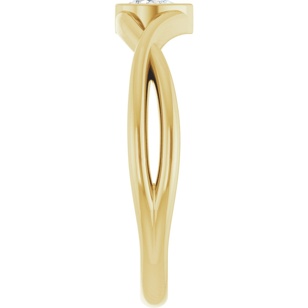 Bezel-Set Criss-Cross Solitaire Ring