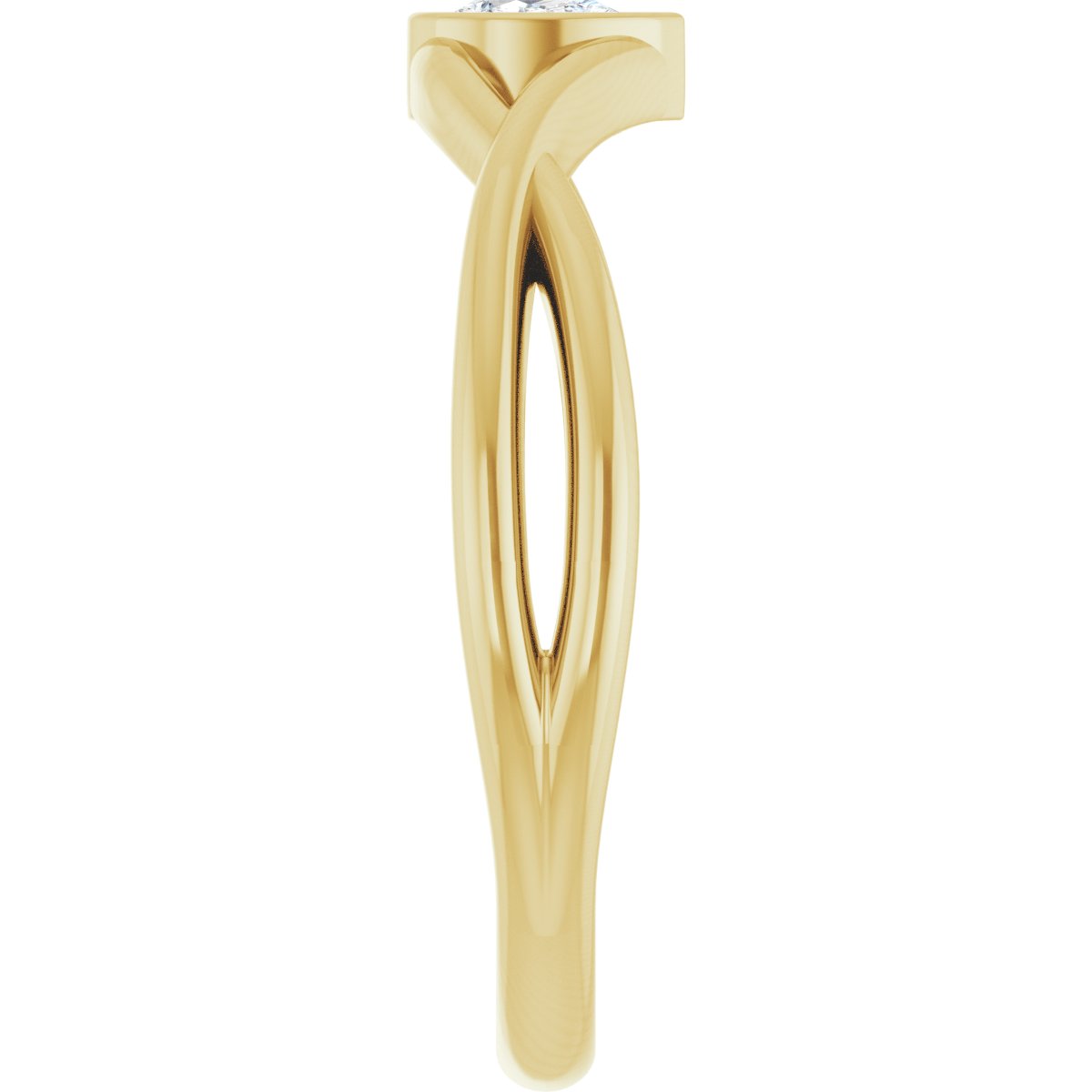Bezel-Set Criss-Cross Solitaire Ring