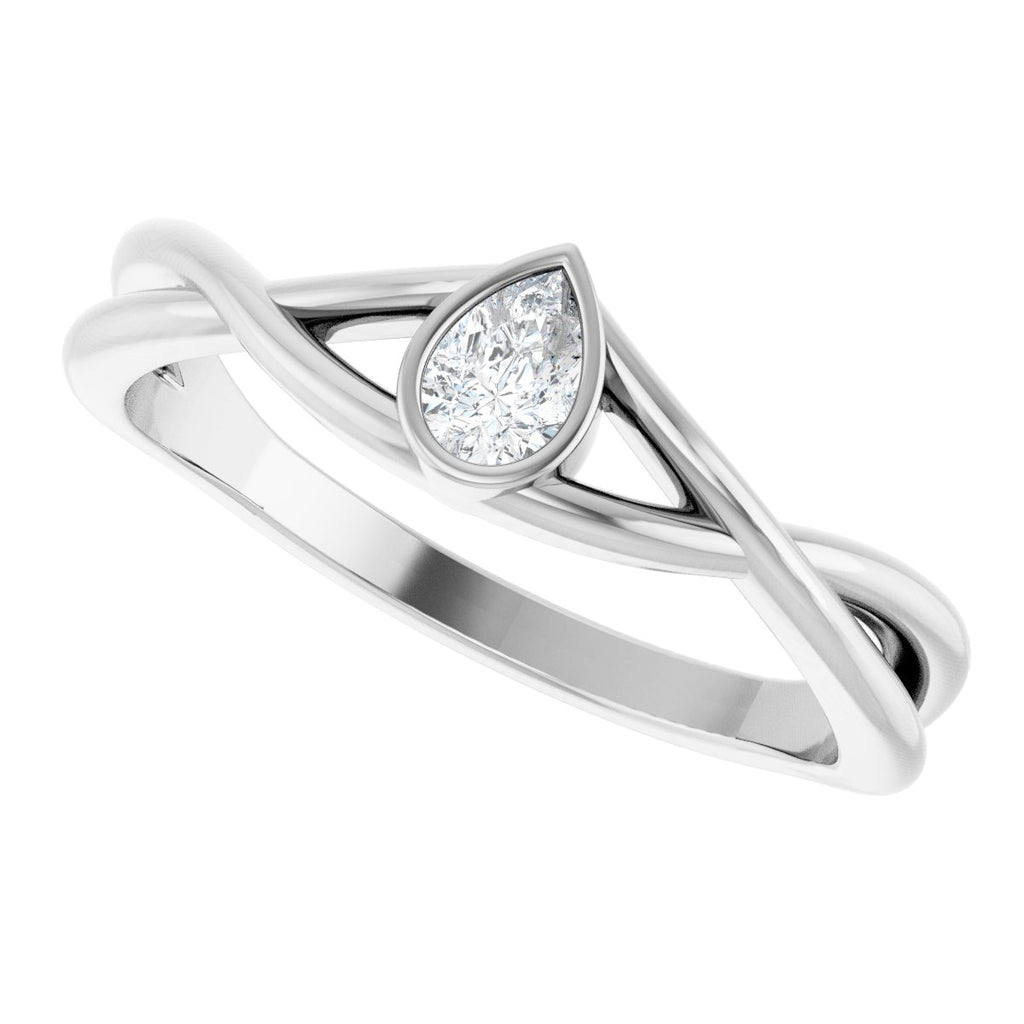 Bezel-Set Criss-Cross Solitaire Ring