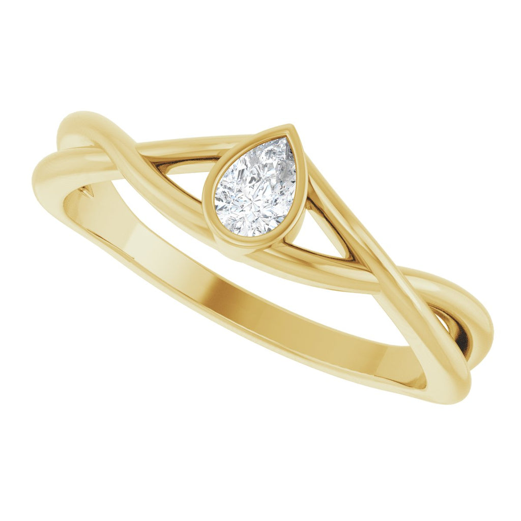Bezel-Set Criss-Cross Solitaire Ring
