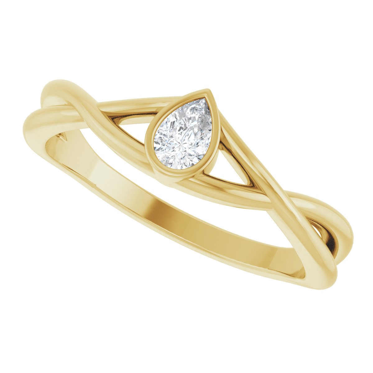 Bezel-Set Criss-Cross Solitaire Ring