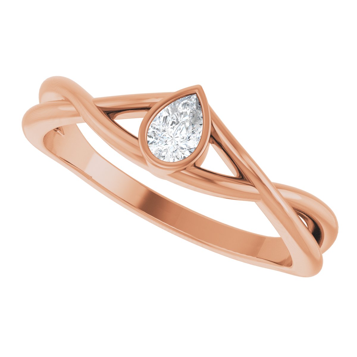 Bezel-Set Criss-Cross Solitaire Ring