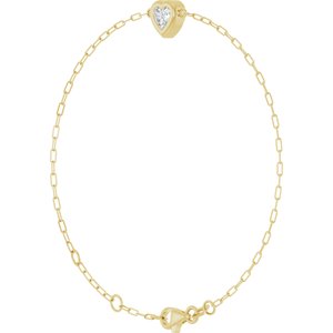 Heart & Paperclip-Style Link Bracelet