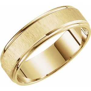 Lightweight Stepped-Edge Grooved Comfort-Fit Flat Band with Satin Finish