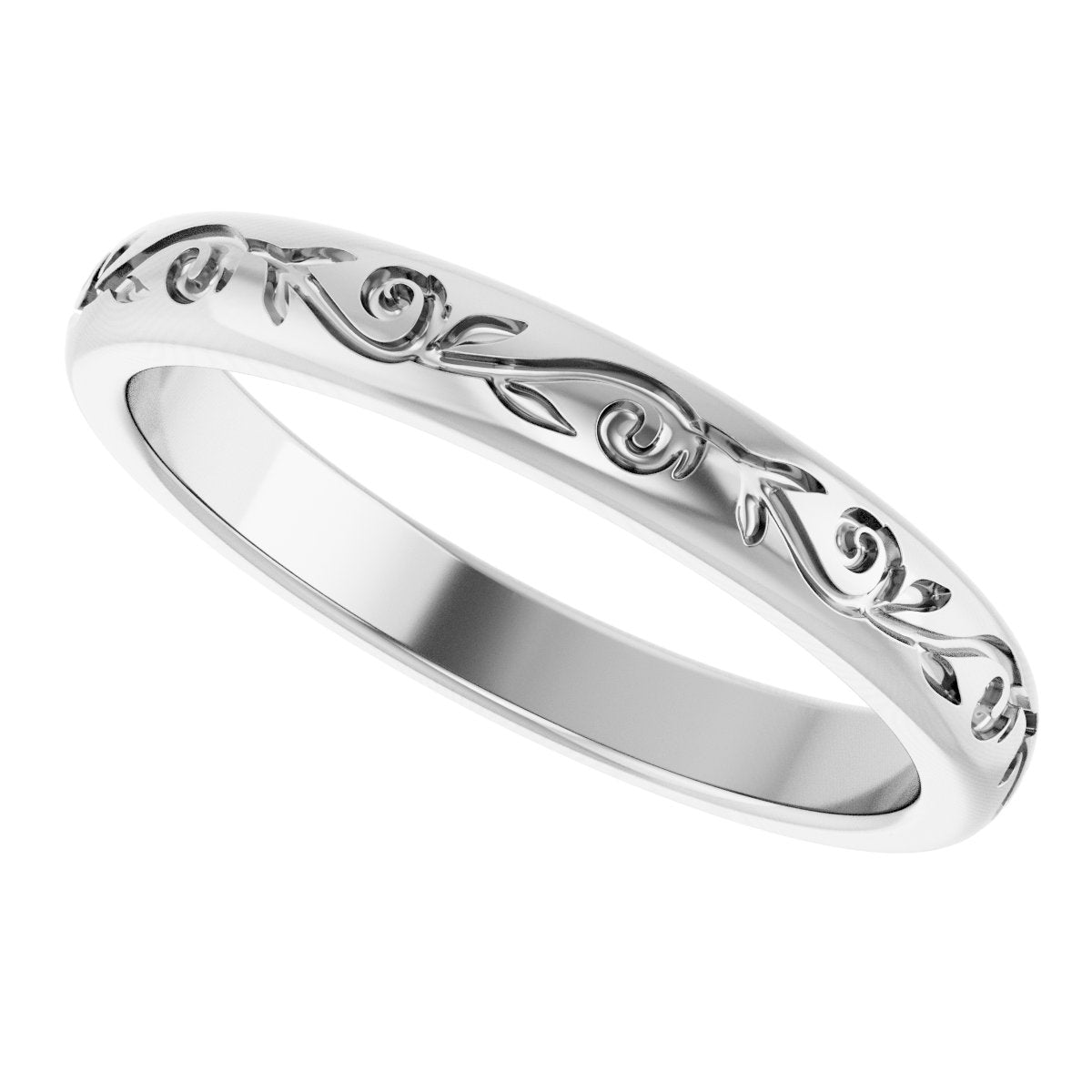 Solitaire Floral Engagement Ring or Band