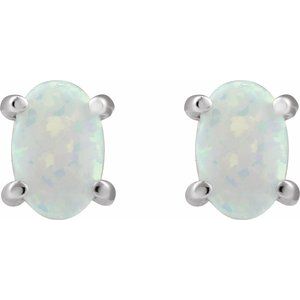 Oval 4-Prong Cabochon Earrings