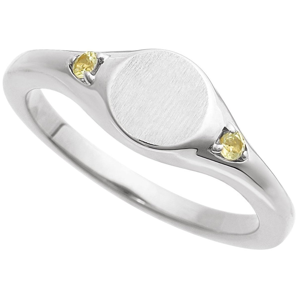 Engravable Accented Signet Ring
