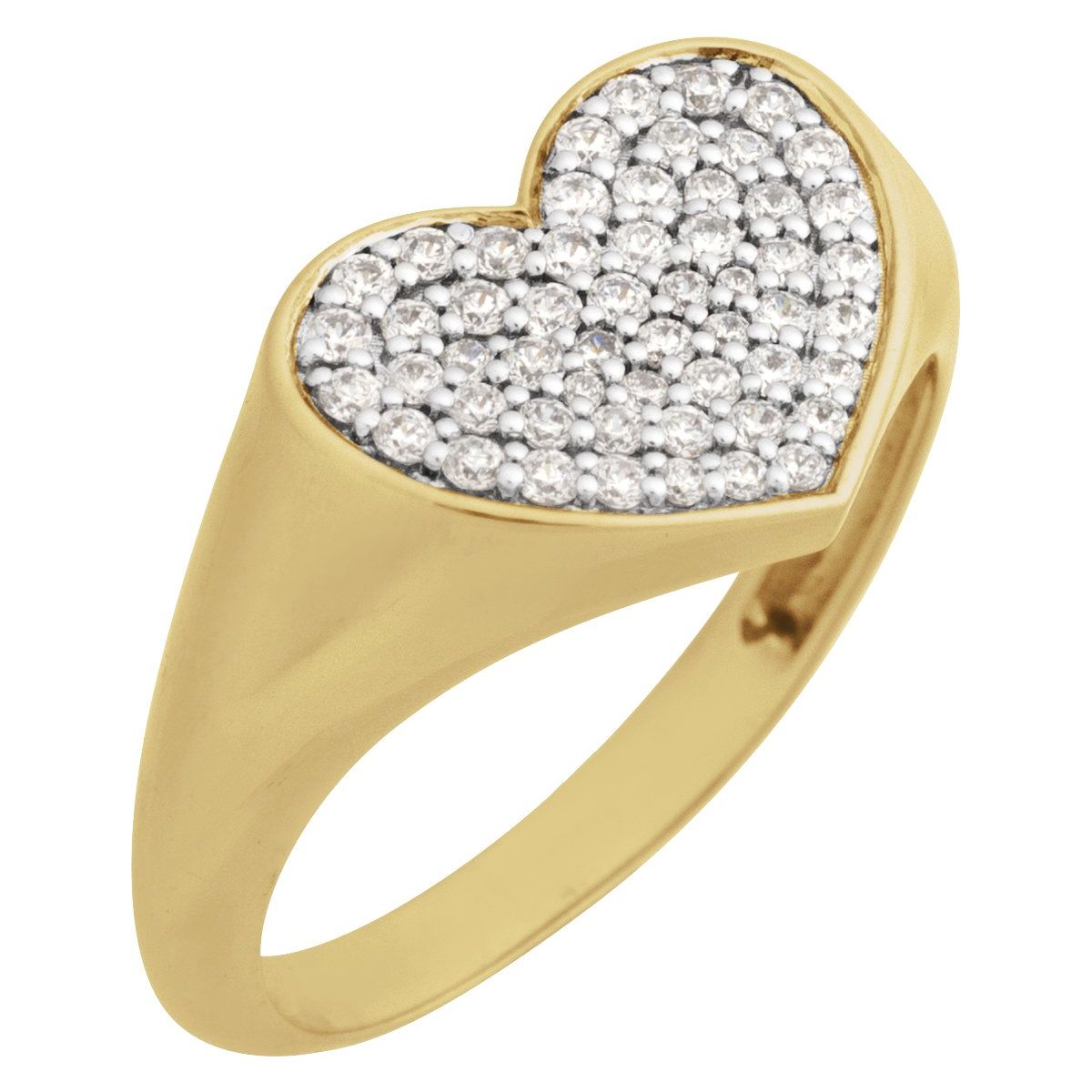 Pavé-Style Heart Signet Ring