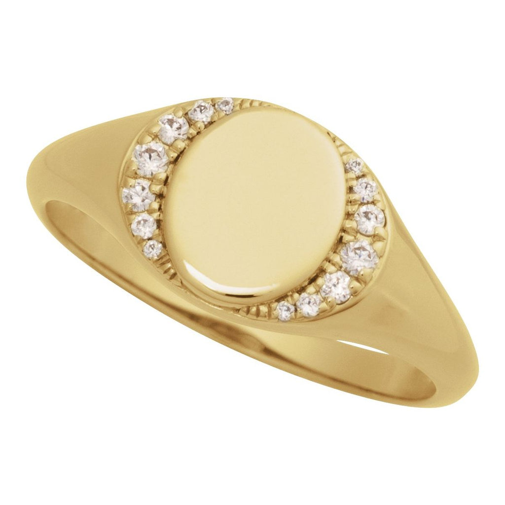 Engravable Accented Signet Ring