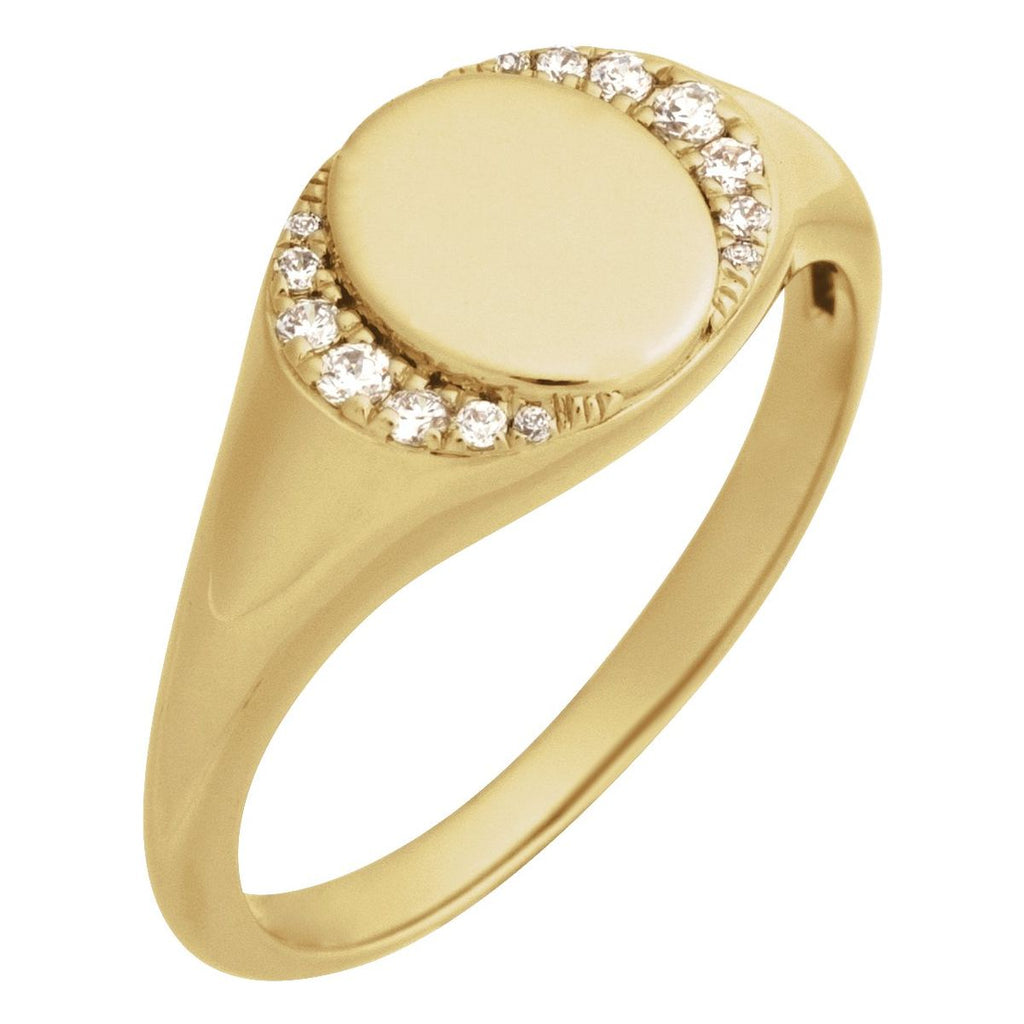 Engravable Accented Signet Ring